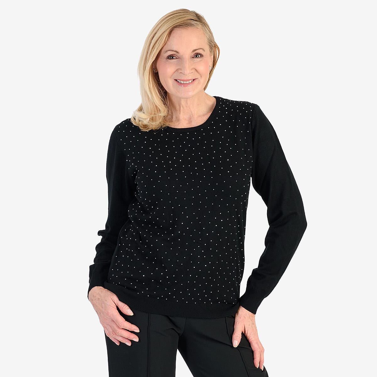Pure And Natural Super Soft Sparkling Jumper (Size 12) - Black V32516294 0