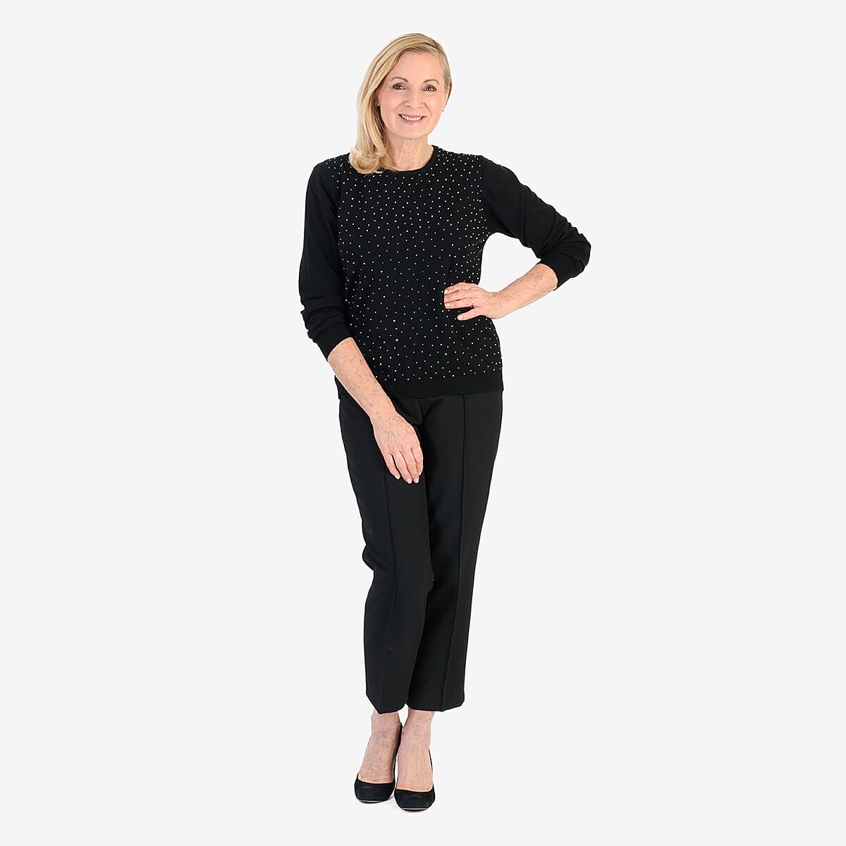 Pure And Natural Super Soft Sparkling Jumper (Size 12) - Black V32516294 1