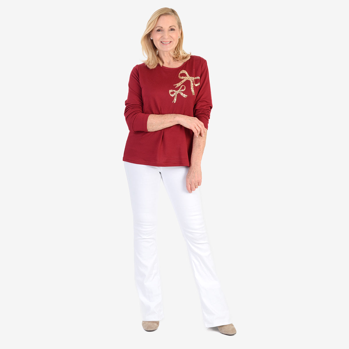 Beaumonde Women's Sequin Bow Jumper V32531726 1
