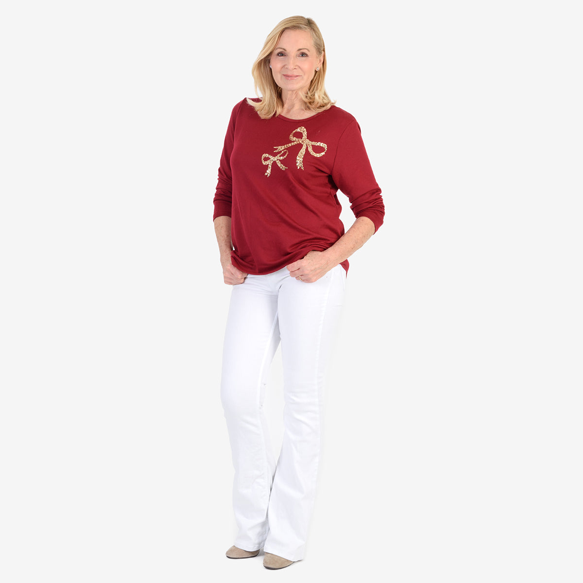 Beaumonde Women's Sequin Bow Jumper V32531726 2