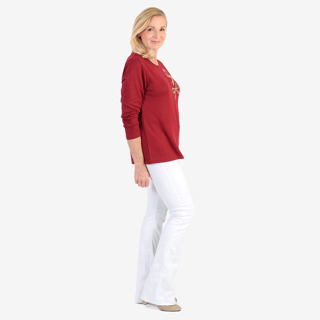 Beaumonde Sequine Bow Jumper (Size M) - Red_8357550_4