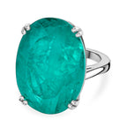 D'Joy Emeraldine Triplet Quartz Solitaire Ring in Rhodium Overlay Sterling Silver 27.13 Ct, Silver Wt. 5.74 Gms._8357921