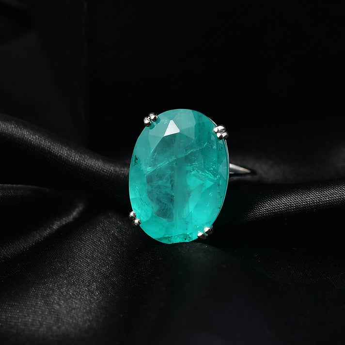 D'Joy Emeraldine Triplet Quartz Solitaire Ring in Rhodium Overlay Sterling Silver 27.13 Ct, Silver Wt. 5.74 Gms. 8357921 2