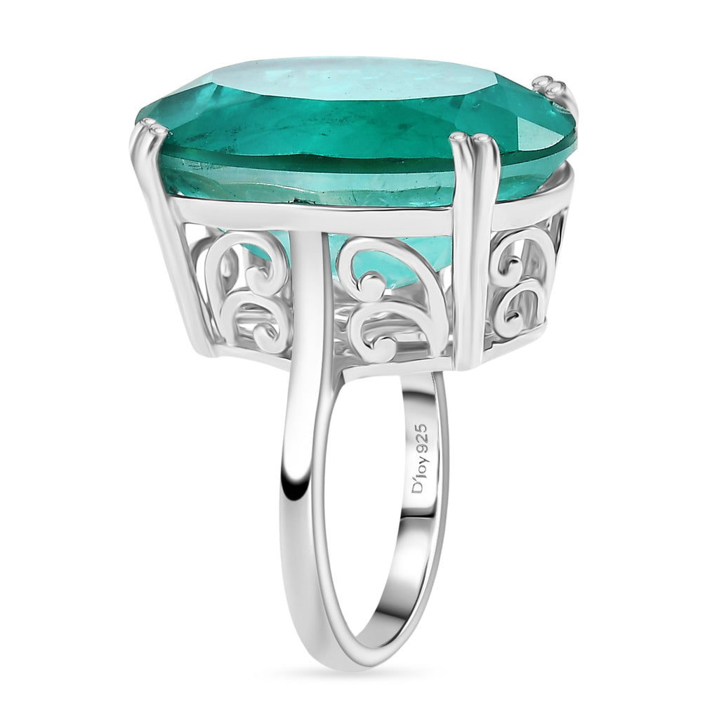 D'Joy Emeraldine Triplet Quartz Solitaire Ring in Rhodium Overlay Sterling Silver 27.13 Ct, Silver Wt. 5.74 Gms._8357921_3