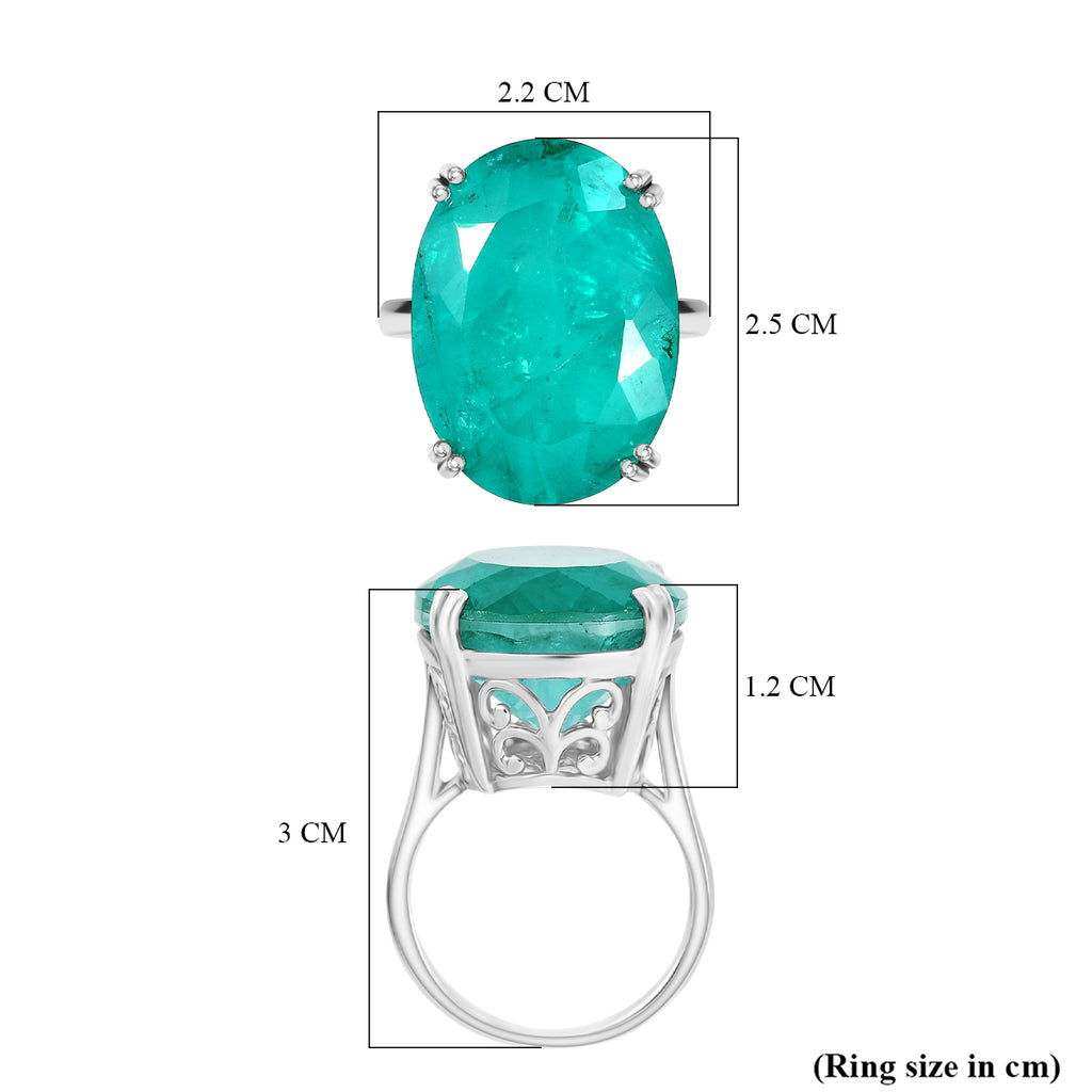 D'Joy Emeraldine Triplet Quartz Solitaire Ring in Rhodium Overlay Sterling Silver 27.13 Ct, Silver Wt. 5.74 Gms._8357921_5