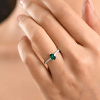 Royal Bali Collection - D'Joy Lab Created Emerald & Moissanite Pear Cut Solitaire Ring in Rhodium Overlay Sterling Silver_8357946_2