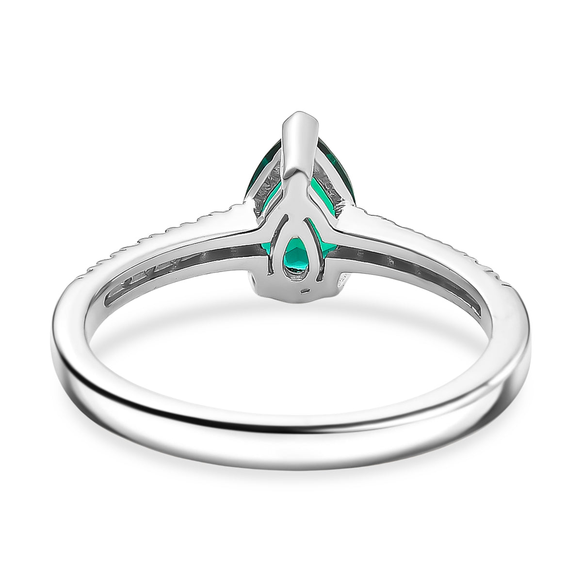 D'Joy Lab Created Emerald, Moissanite Ring in Rhodium Overlay Sterling Silver V32492083 5