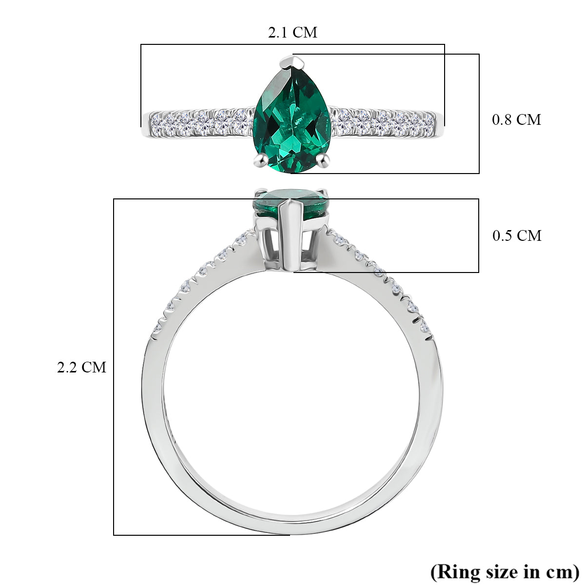 D'Joy Lab Created Emerald, Moissanite Ring in Rhodium Overlay Sterling Silver V32492083 6