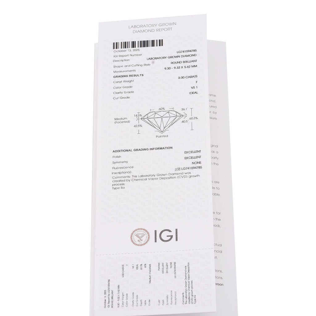 Luxuriant 18K Yellow Gold IGI Certified Lab Grown Diamond (VS/EF) Ring 3.00 Ct._8358122_8