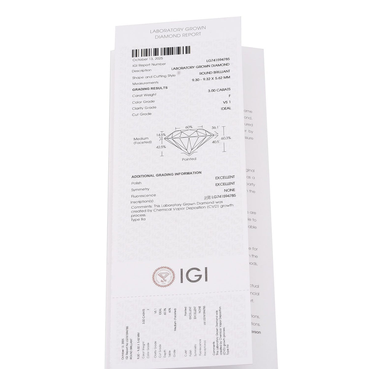 DOORBUSTER DEAL- Luxuriant 18K Yellow Gold IGI Certified Lab Grown Diamond (VS/EF) Ring 3 Ct. 8358122 8