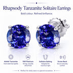 RHAPSODY - 950 Platinum AAAA Tanzanite Intense Vivid Solitaire Earring with Screw Back 2.70 Ct_8358294_3