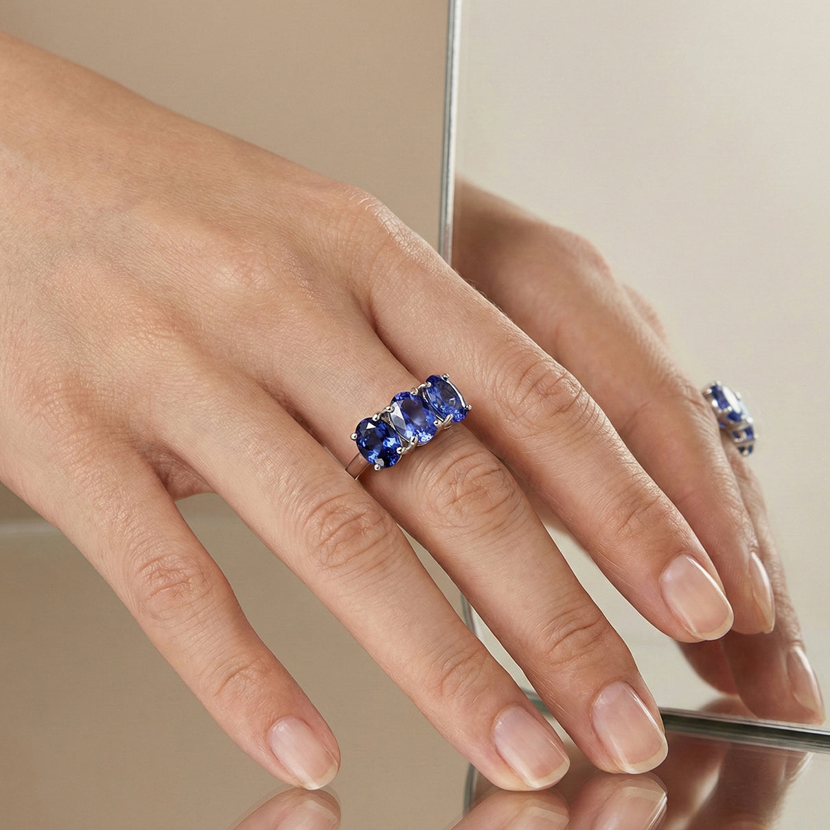 MIDNIGHT SPECIAL - RHAPSODY - 950 Platinum AAAA Intense Vivid Tanzanite Trilogy Ring 4.00 Ct, Platinum Wt. 5.00 Gms 8358316 3