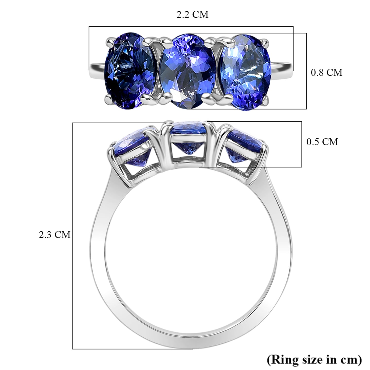 MIDNIGHT SPECIAL - RHAPSODY - 950 Platinum AAAA Intense Vivid Tanzanite Trilogy Ring 4.00 Ct, Platinum Wt. 5.00 Gms 8358316 6