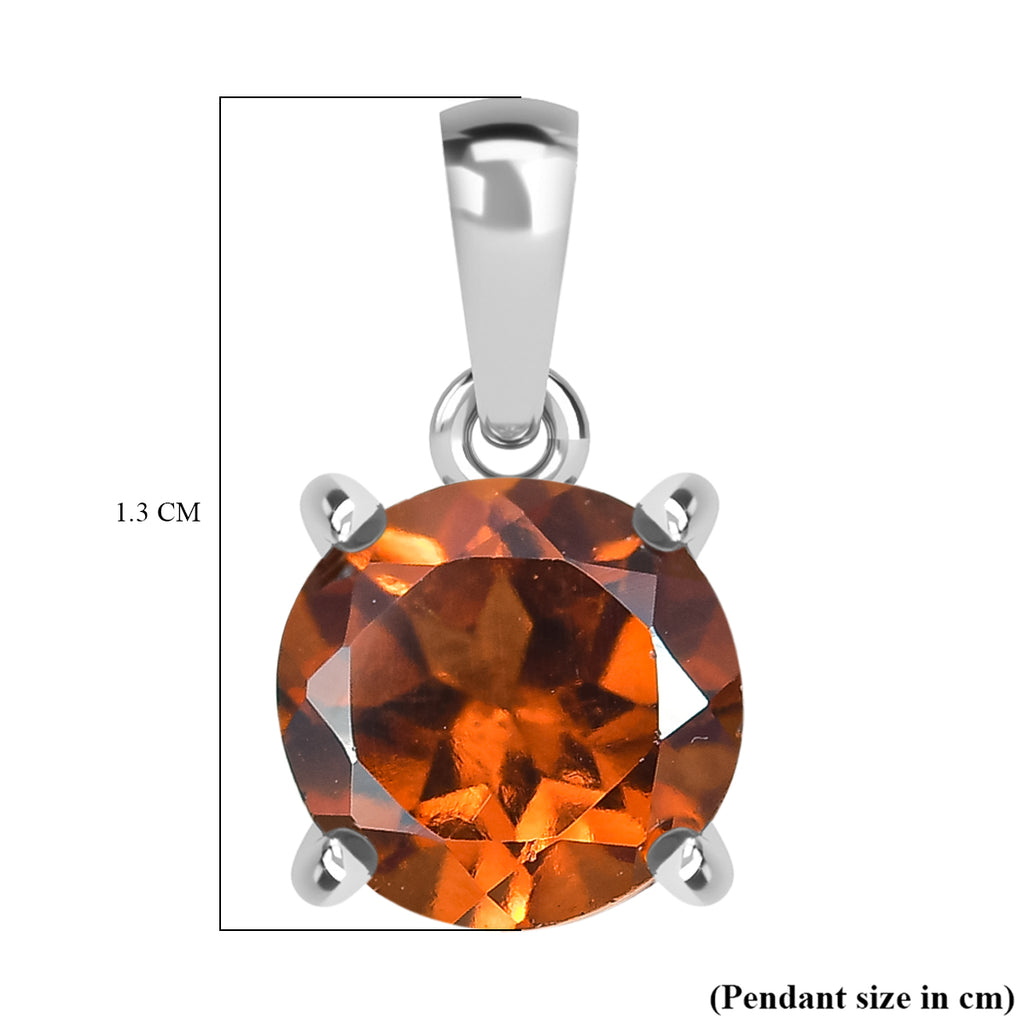 D'Joy Ceylon Hessonite Garnet Solitaire Pendant in Platinum Overlay Sterling Silver 1.62 Ct._8358995_5