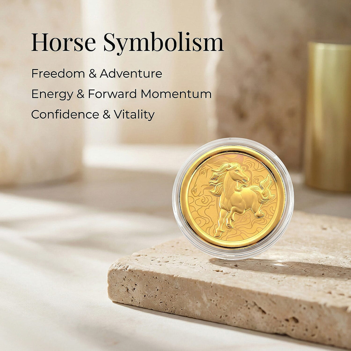 24K Yellow Gold (99.9% Purity) Chinese Zodiac Disc (30mm) - Horse 8359036 3