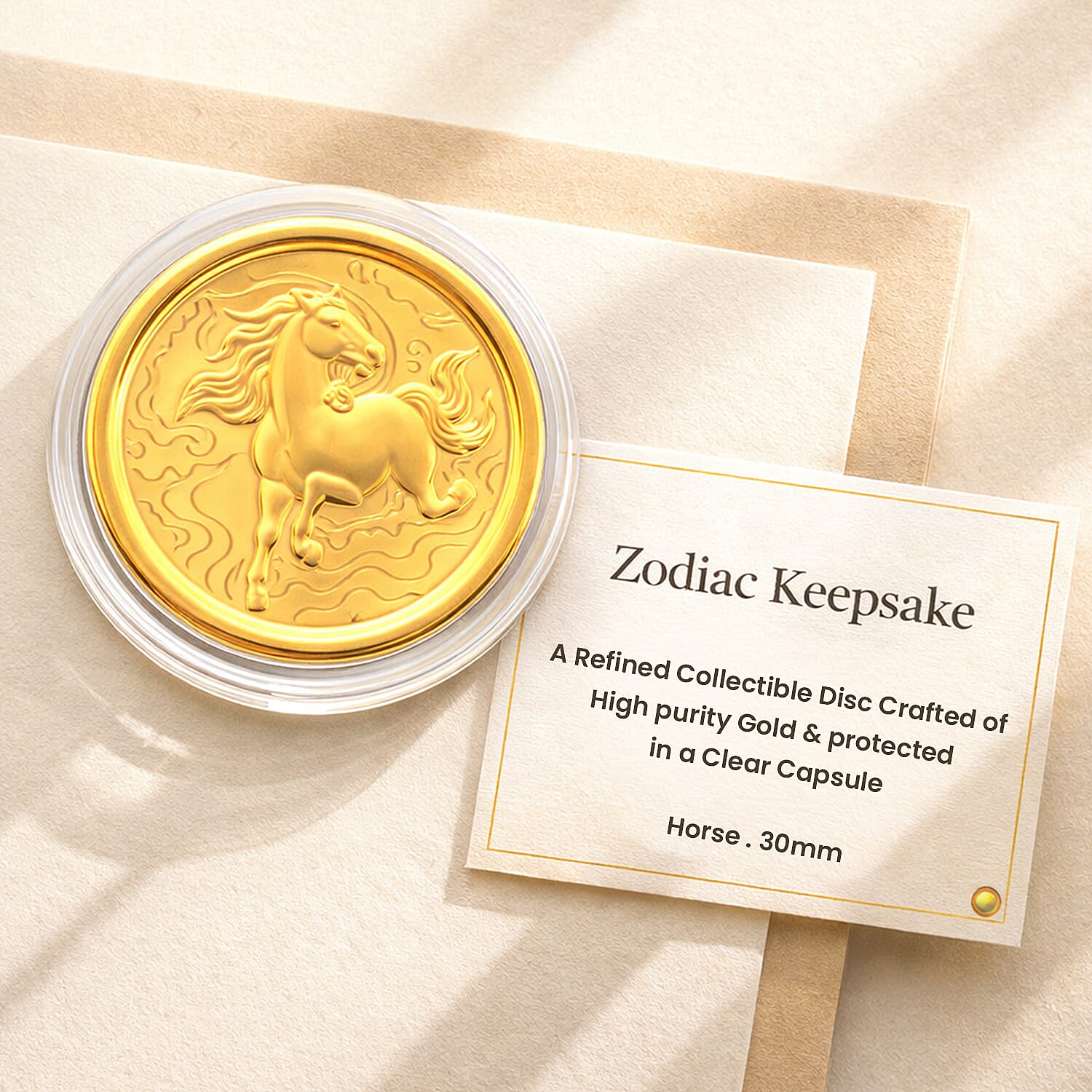 24K Yellow Gold (99.9% Purity) Chinese Zodiac Disc (30mm) - Horse 8359036 4