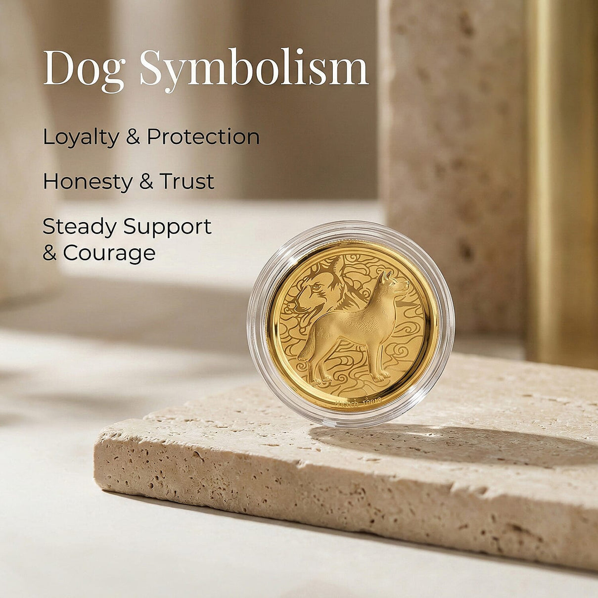 24K Yellow Gold Chinese Zodiac Dog Coin (30mm) 8359040 3