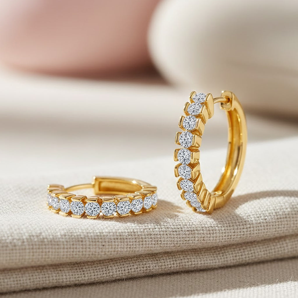 LUXURIANT 1 Ct. Lab Grown Diamond Hoop Earrings in 18K Vermeil Yellow Gold Sterling Silver 8359073 2