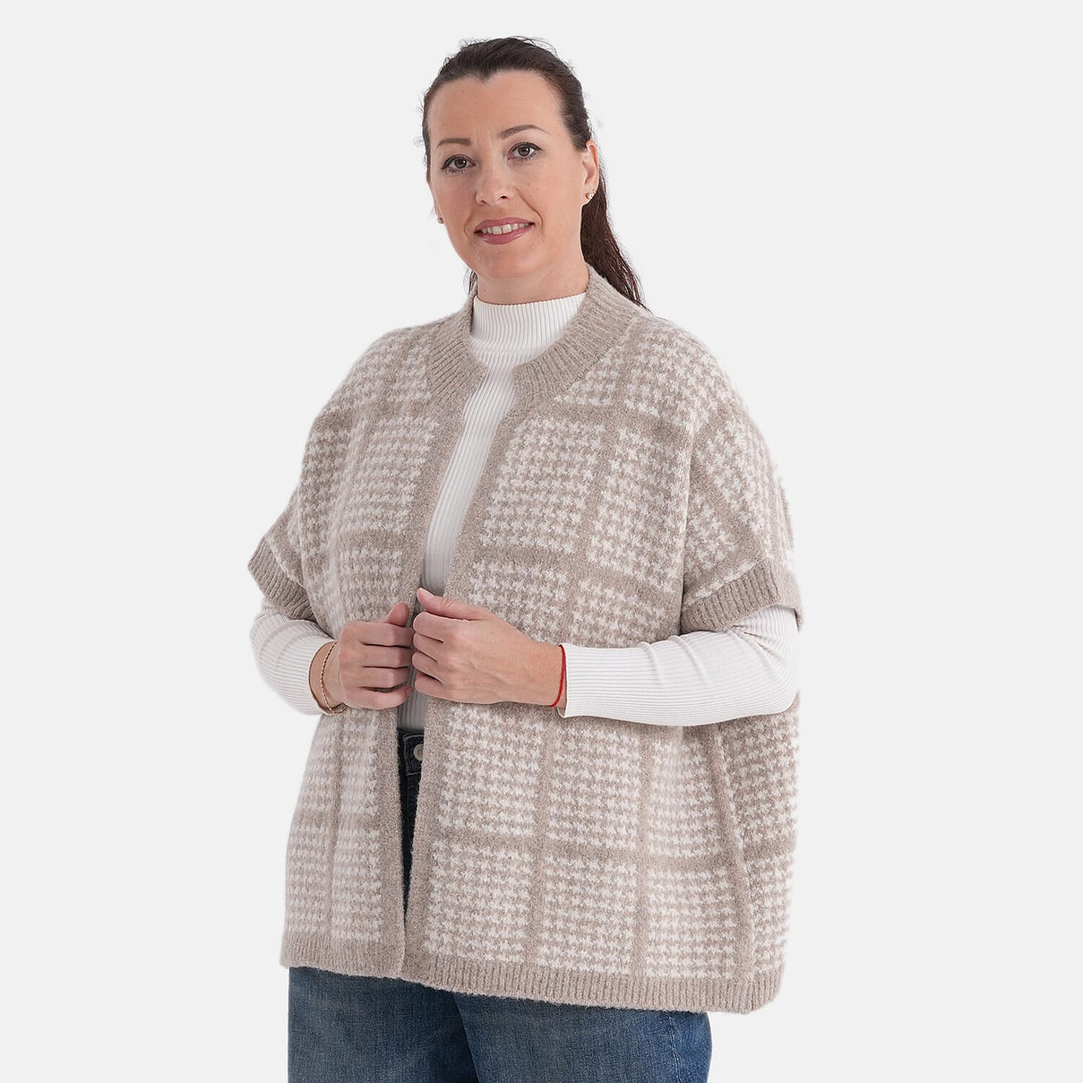 La Marey Soft High-Neck Cardigan (Fits UK 8-20) - Cream &amp; Beige V32540451 0