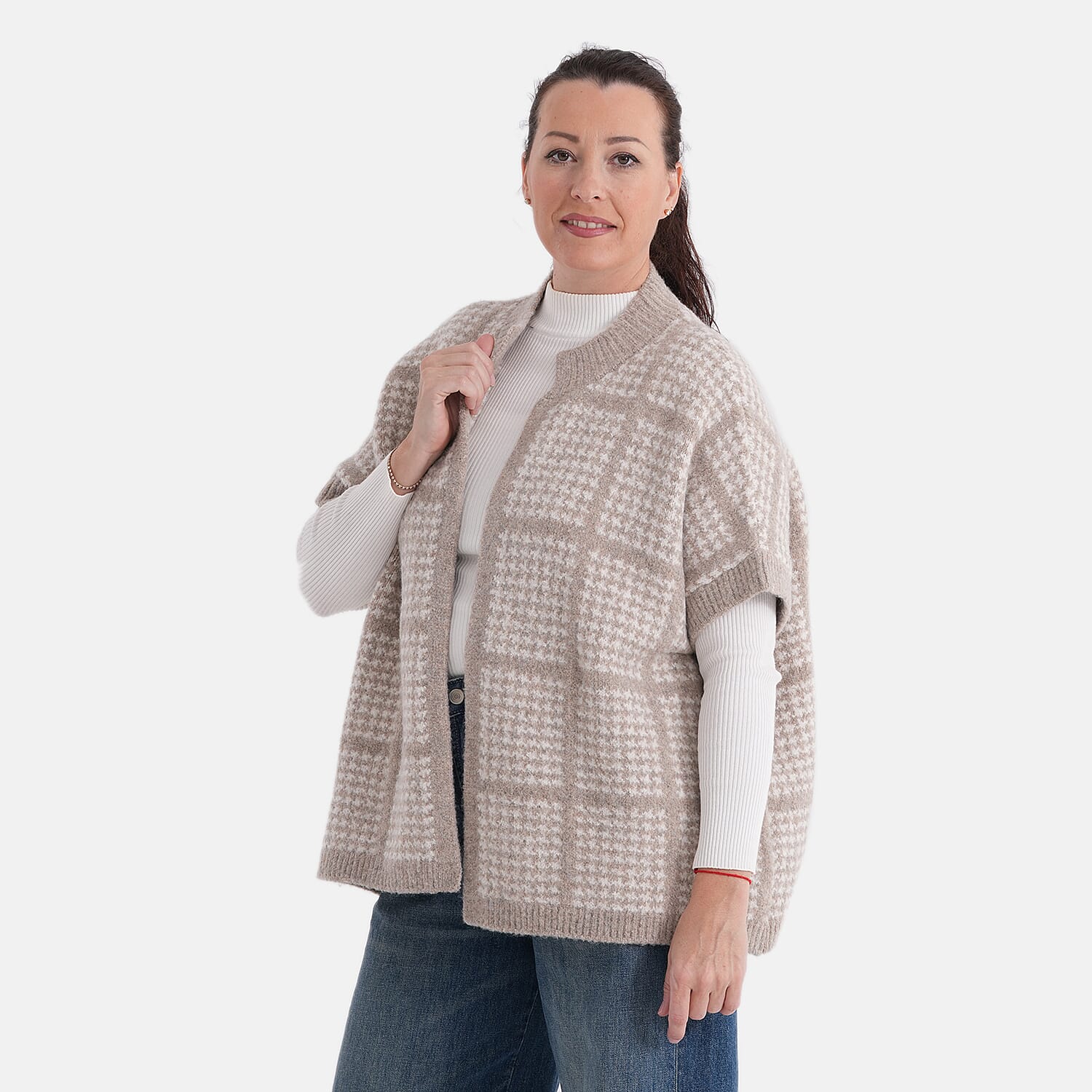 La Marey Soft High-Neck Cardigan (Fits UK 8-20) - Cream &amp; Beige V32540451 4