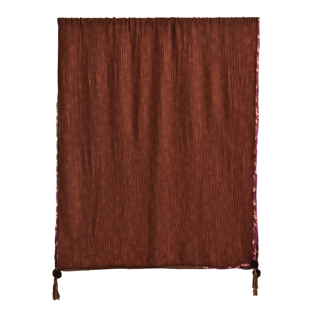 Limited Collection Reversible Floral Shawl (70 x 180 cm) - Dark Purple &amp; Brown V32520934 3