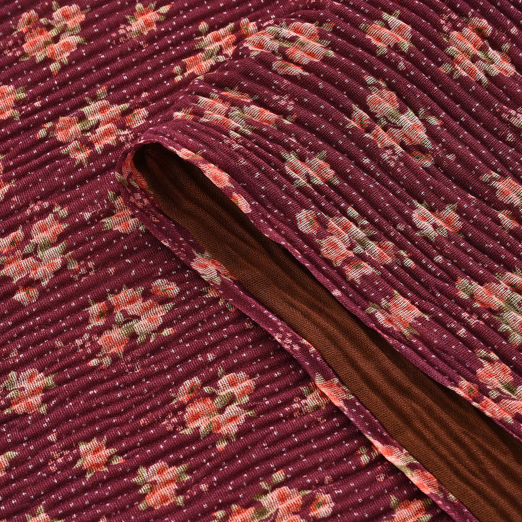 Limited Collection Reversible Floral Shawl (70 x 180 cm) - Dark Purple & Brown_8359323_4
