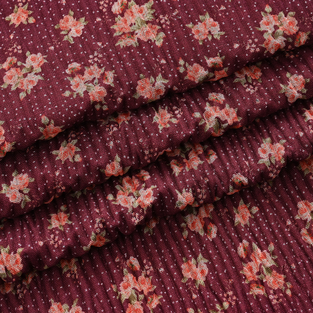 Limited Collection Reversible Floral Shawl (70 x 180 cm) - Dark Purple & Brown_8359323_5