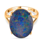 Close Out Deal- 9K Yellow Gold AAA Australian Boulder Opal Solitaire Ring 9.00 Ct, Gold Wt. 3.00 Gms._8359466