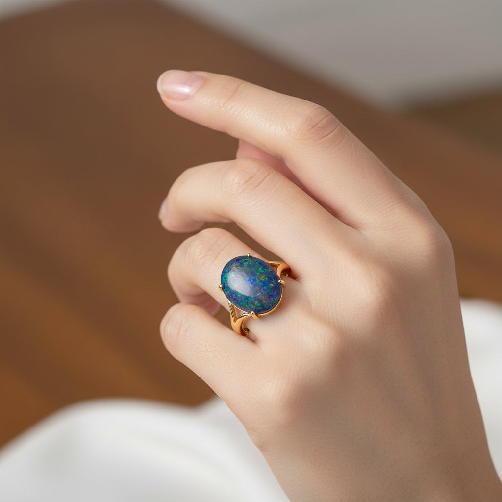 Close Out Deal- 9K Yellow Gold AAA Australian Boulder Opal Solitaire Ring 9.00 Ct, Gold Wt. 3.00 Gms._8359466_2