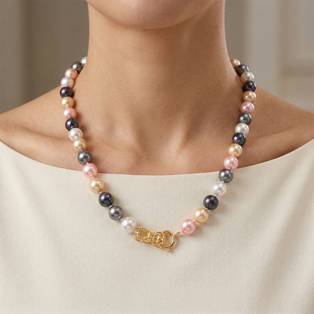 Multi Color Shell Pearl Beads Necklace (Size - 19) 350.00 Ct._8360030_1