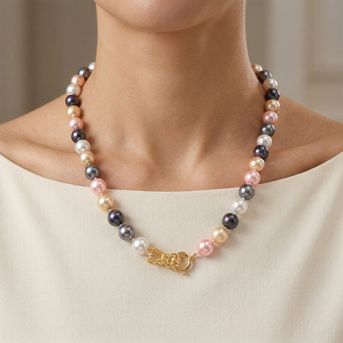 Multi Color Shell Pearl Beads Necklace (Size - 19) 350.00 Ct. V32532692 2
