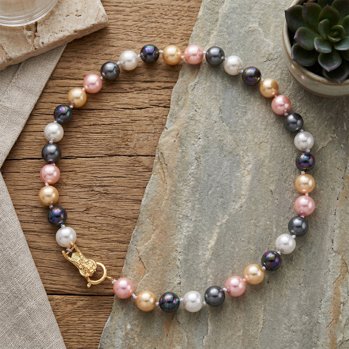 Multi Color Shell Pearl Beads Necklace (Size - 19) 350.00 Ct. V32532692 3