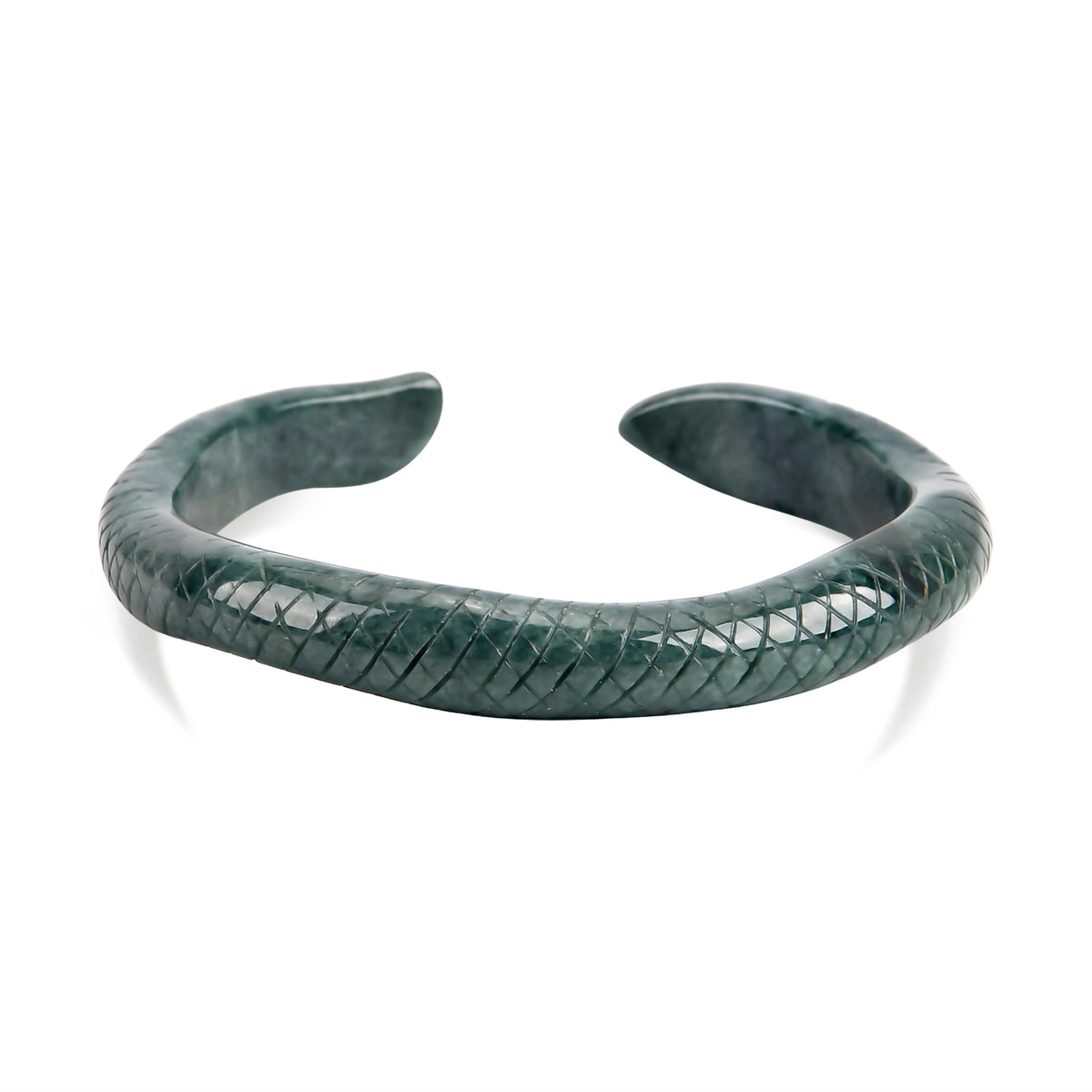 Natural Type A Jadeite Jade Snake Carved Bangle (Size 7.5) 150.00 Ct. 8360181 0