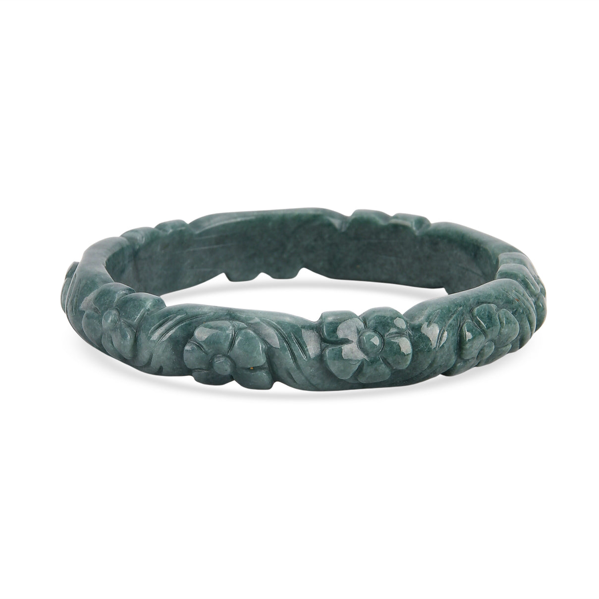 Natural Type A Jadeite Jade Flower Carving Bangle (Size 8) 200.00 Ct. V32539518 0