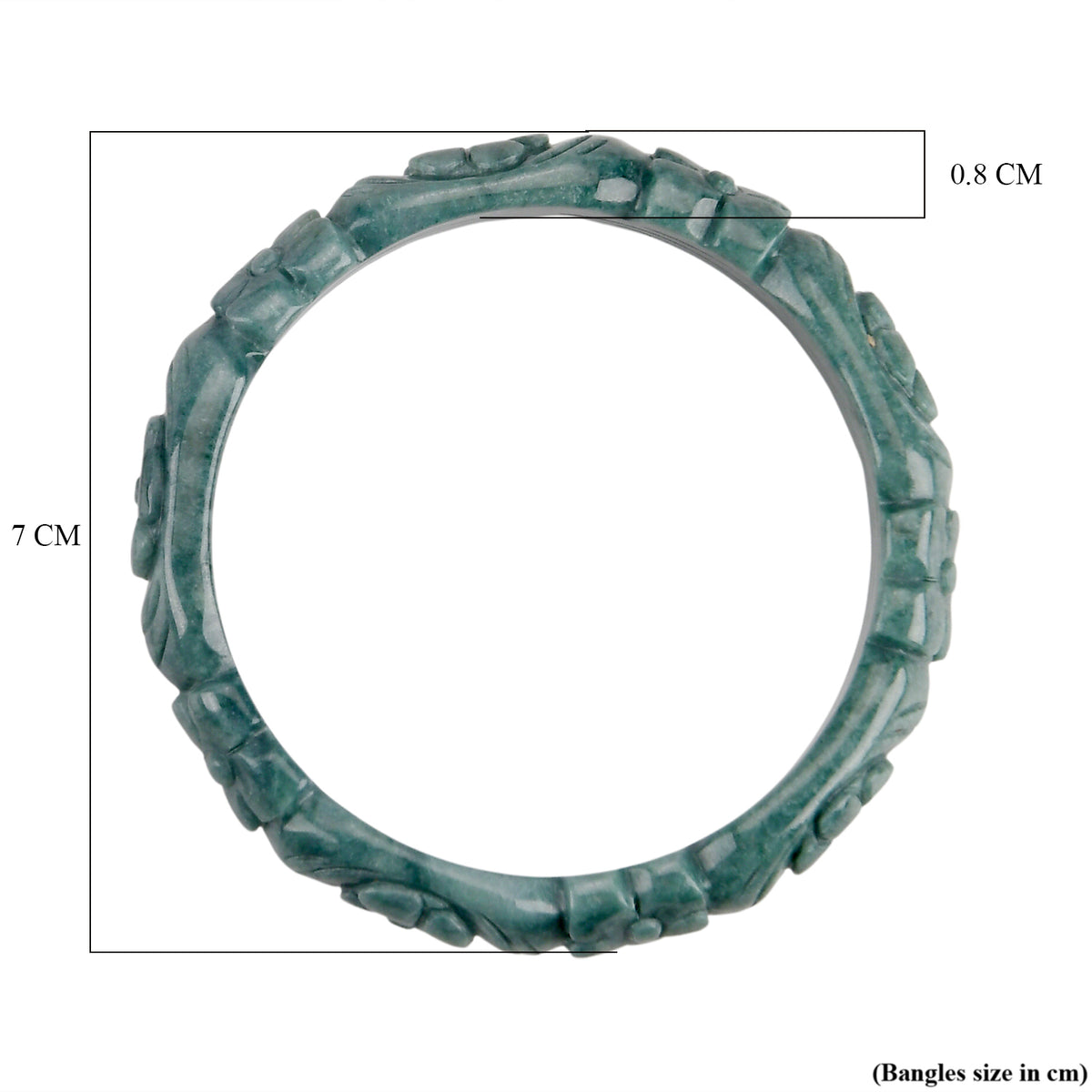Natural Type A Jadeite Jade Flower Carving Bangle (Size 8) 200.00 Ct. V32539518 5