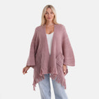 La Marey Relax Fit Tassel Cape (One Size, 8 to 20) - Dark Pink_8360265