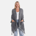 La Marey Relax Fit Tassel Cape (One Size, 8 to 20) - Black_8360266