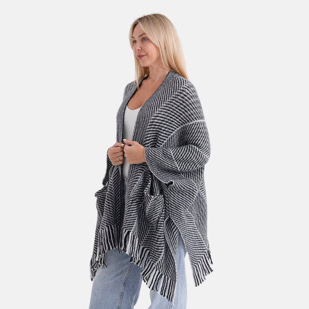 La Marey Relax Fit Tassel Cape (One Size, 8 to 20) - Black_8360266_1