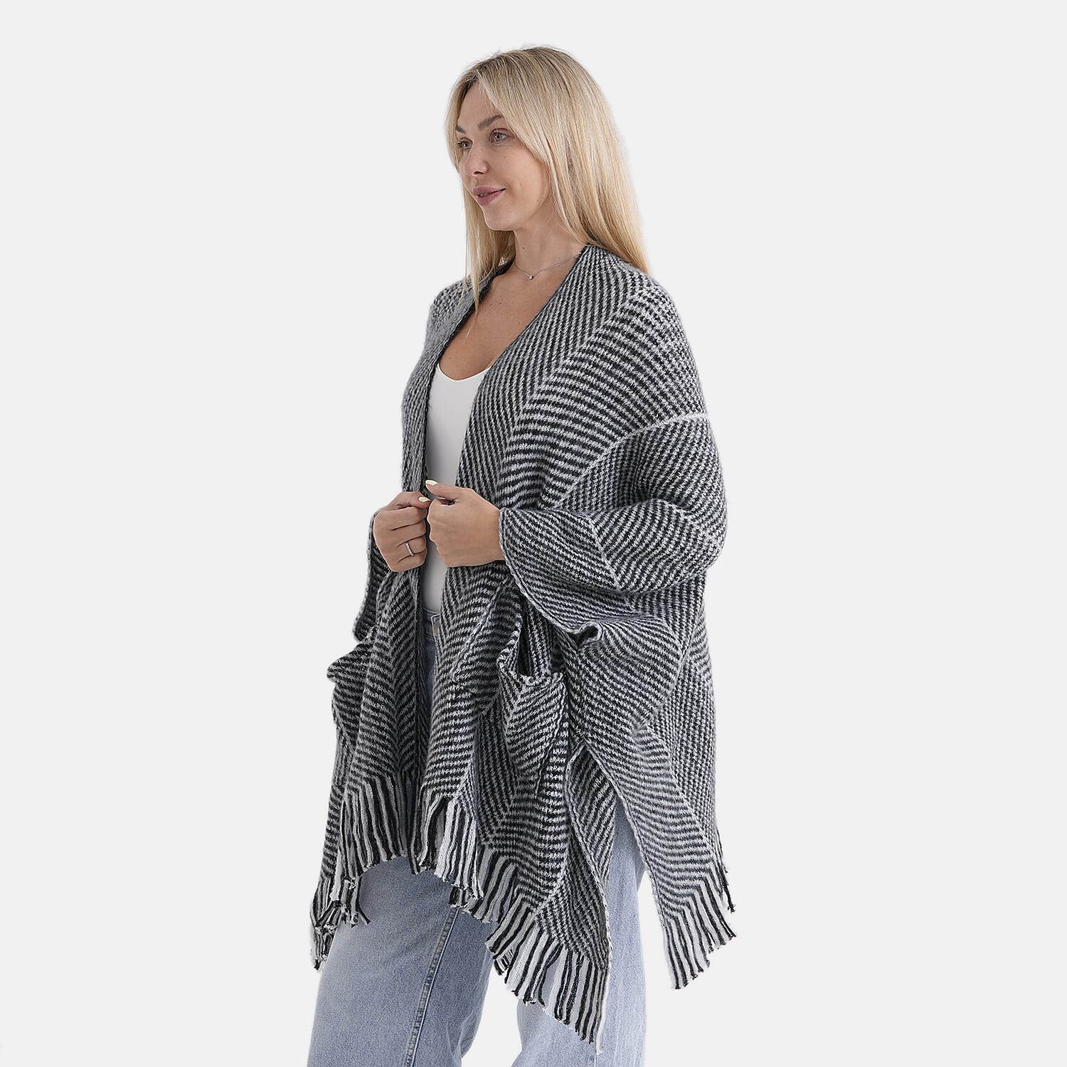 La Marey Relax Fit Tassel Cape (One Size, 8 to 20) - Black V32534440 2