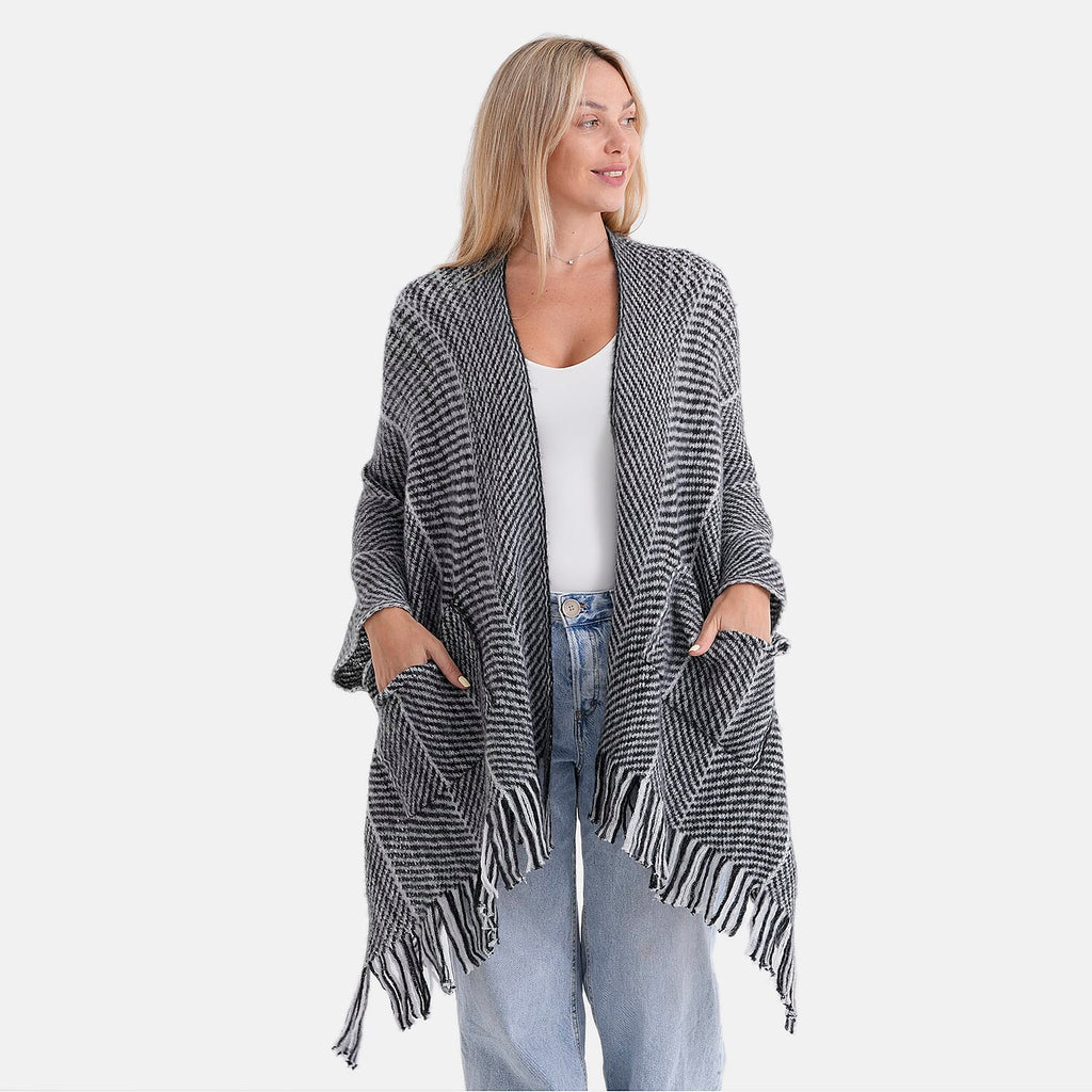 La Marey Relax Fit Tassel Cape (One Size, 8 to 20) - Black_8360266_2
