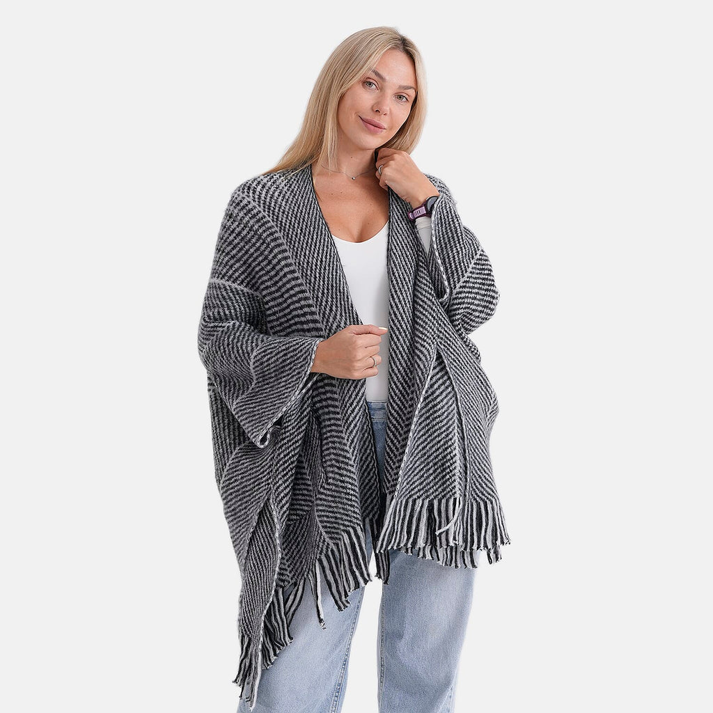 La Marey Relax Fit Tassel Cape (One Size, 8 to 20) - Black_8360266_3