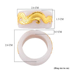 24K Yellow Gold Natural White Jadeite Drgon Band Ring 35.00 Ct._8361052_5
