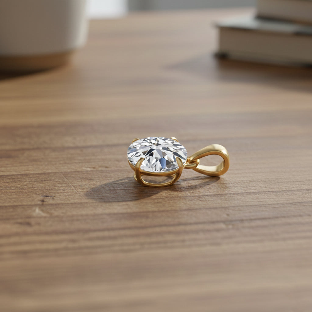 LUXURIANT 2 Ct. Lab Grown Diamond Solitaire Pendant in 9K Yellow Gold SGL Certified (I1/GH) 8361893 2
