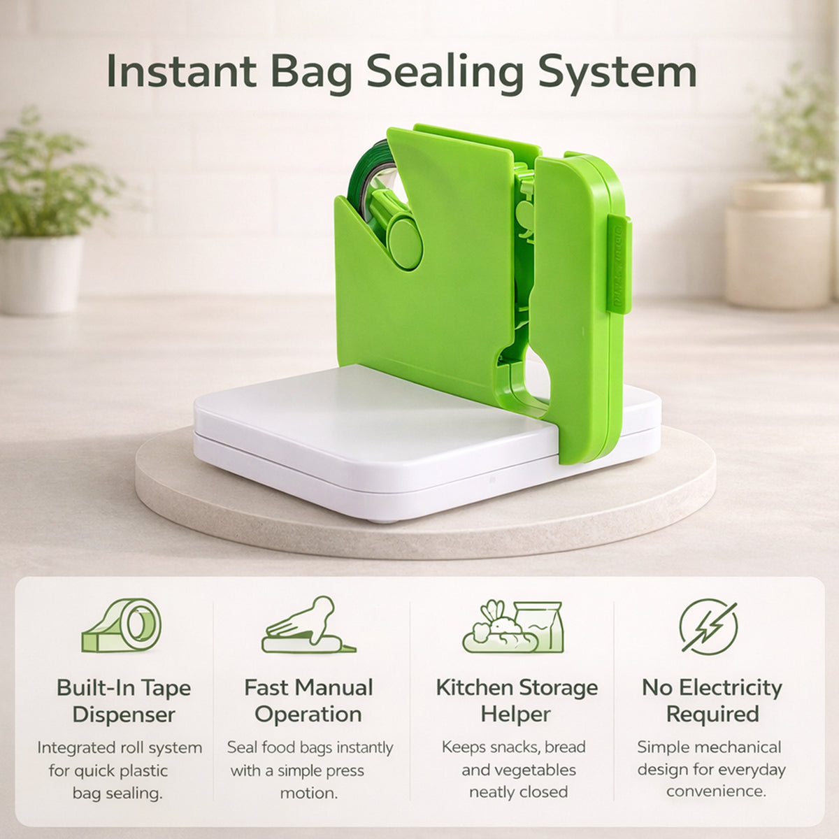 LIVMORE Bag Sealer - Keep Food Fresher - Seal Bags and Packets (20.5cm) - Green V32527708 2