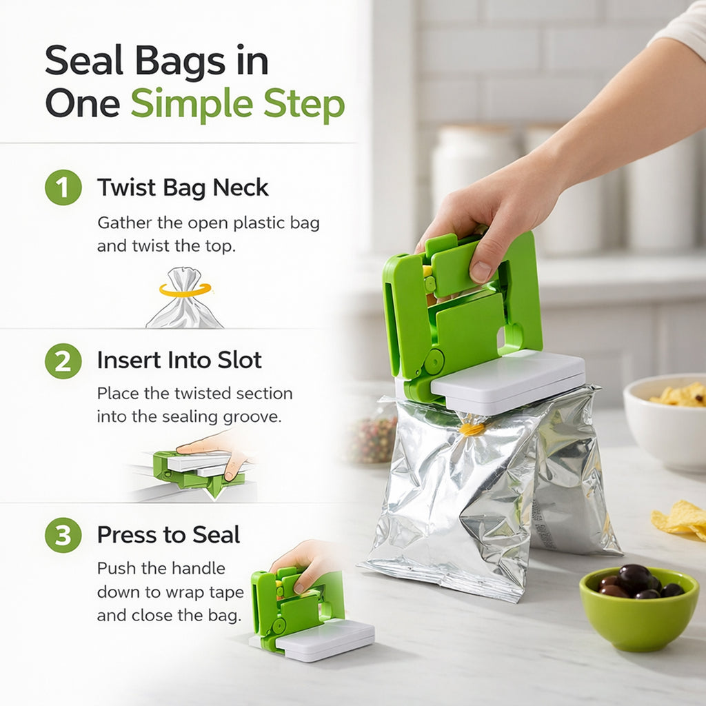 LIVMORE Bag Sealer - Keep Food Fresher - Seal Bags and Packets (20.5cm) - Green_8363200_2
