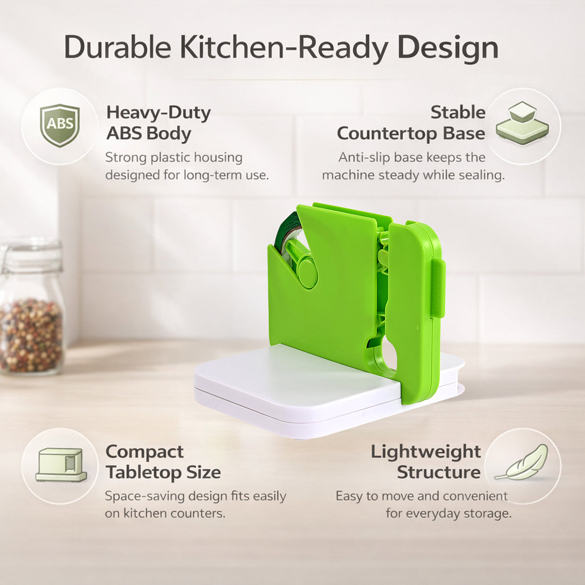 LIVMORE Bag Sealer - Keep Food Fresher - Seal Bags and Packets (20.5cm) - Green V32527708 4