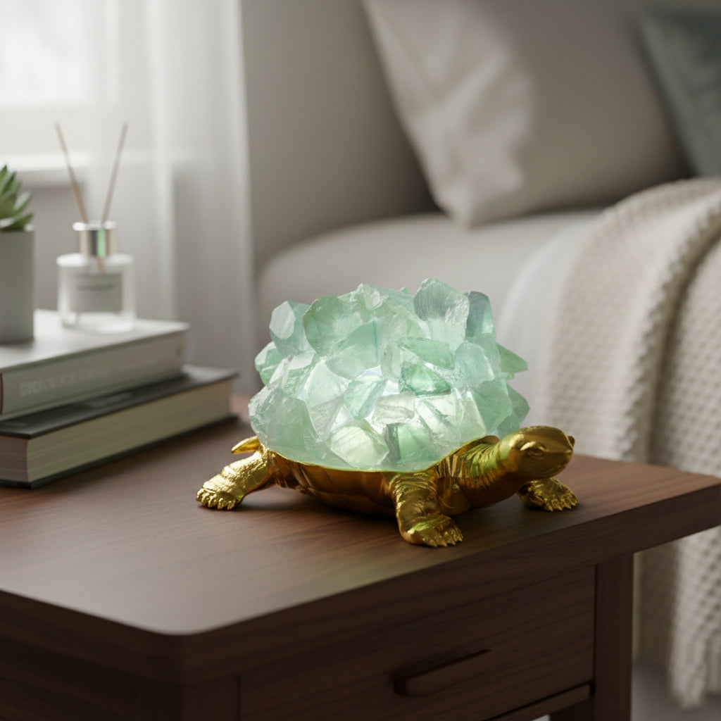 Crystal Shell Turtle Table Ornament with Internal LED Light (12cm) - Green_8363239_1
