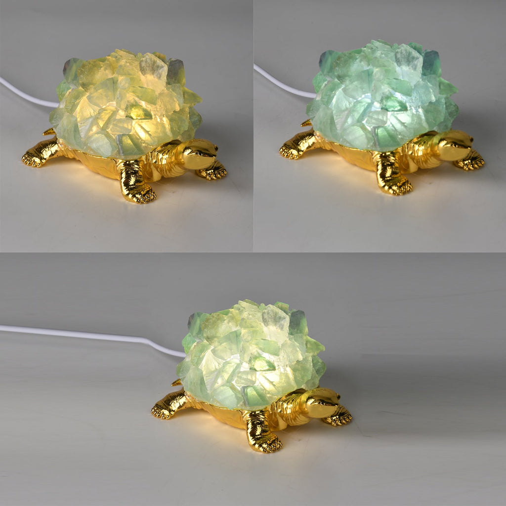 Crystal Shell Turtle Table Ornament with Internal LED Light (12cm) - Purple