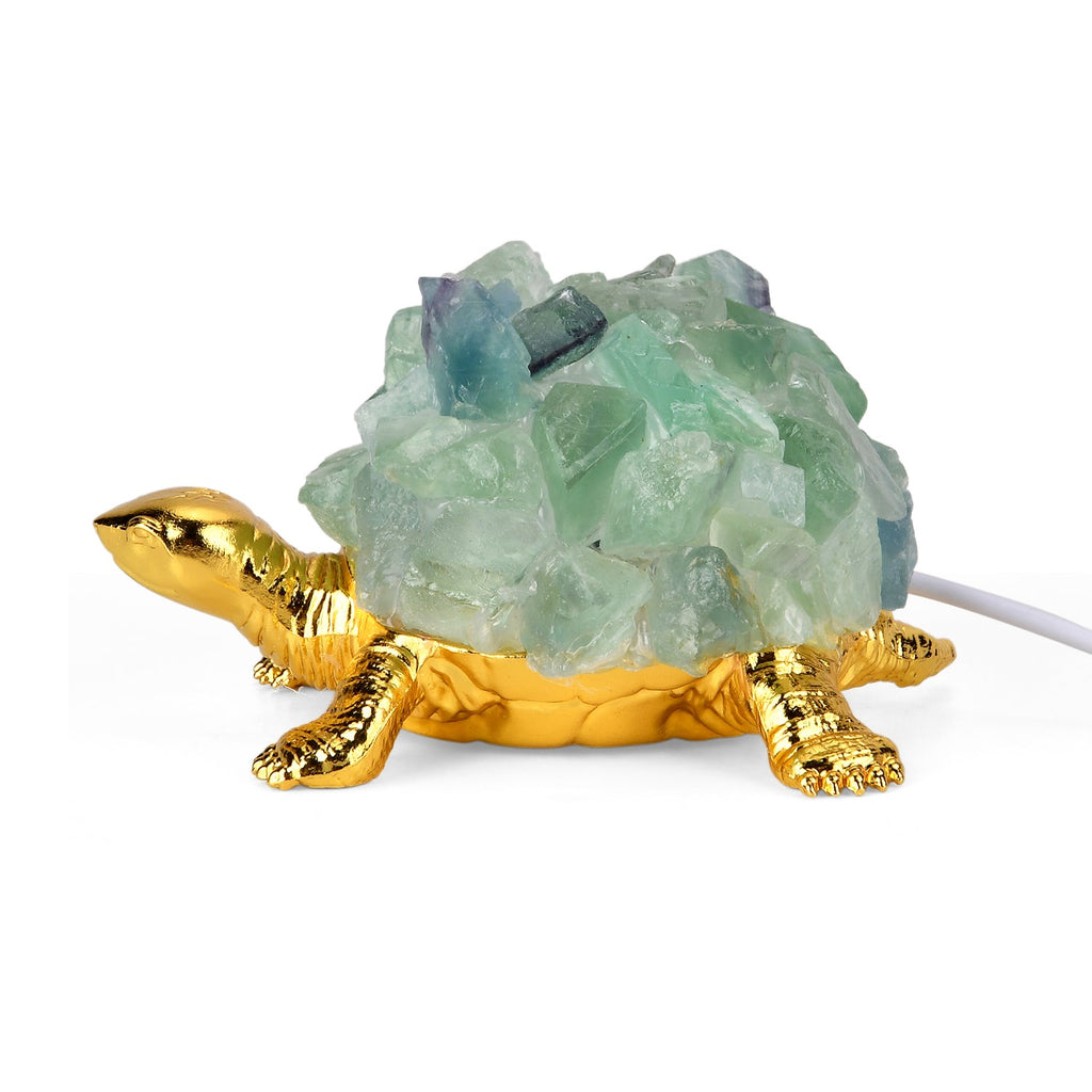 Crystal Shell Turtle Table Ornament with Internal LED Light (12cm) - Green
