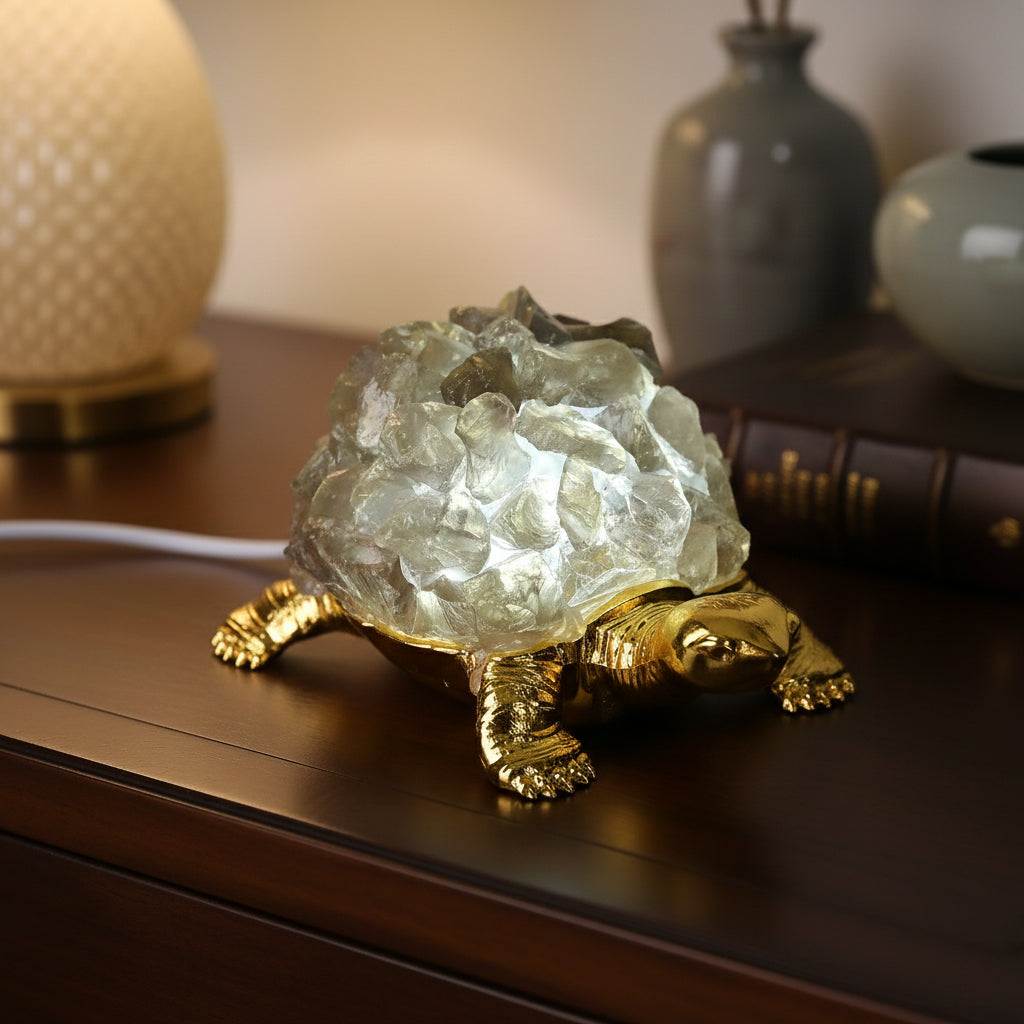Crystal Shell Turtle Table Ornament with Internal LED Light (12cm) - Smoky V32364507 2
